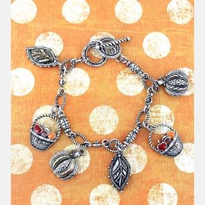 Harvest Theme Two Toned Toggle Charm Bracelet